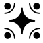 A symmetrical black pattern on a white background, reminiscent of a stylized compass or decorative motif, features a central cross shape with curved edges. It is surrounded by four small black circles near each corner, bearing an intricate resemblance to an artful arrangement of bricks.